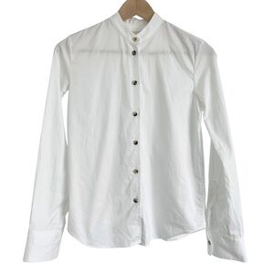 KHAITE Mandarin Band Collar White Button Down Tortoiseshell Buttons  Size XS